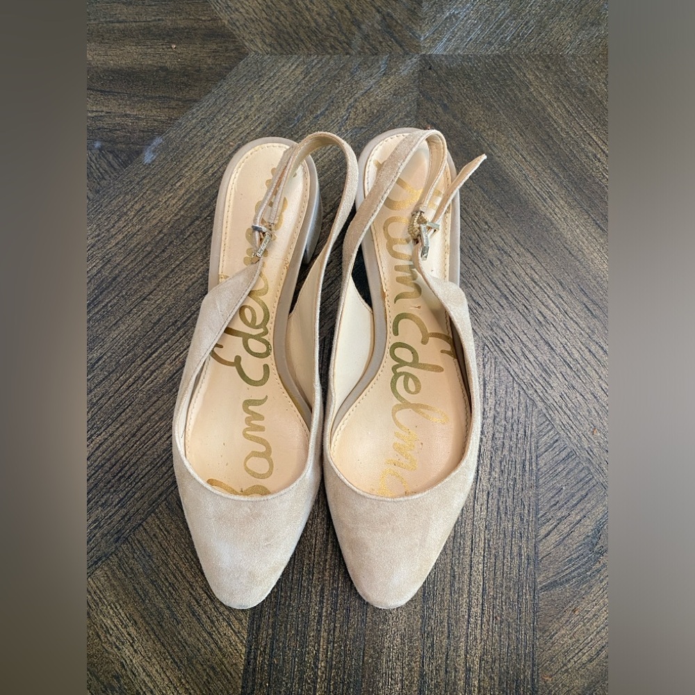 Sam Edelman Lorene Beige Suede Slingback Dress Pump Size 7